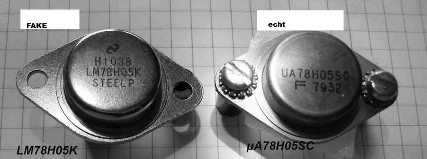 Vergleich zwischen Fake und echtem LM78H05SC Spannungsregler