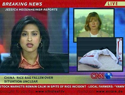 CNN Nachrichtenmeldung über Reisbeutel in China