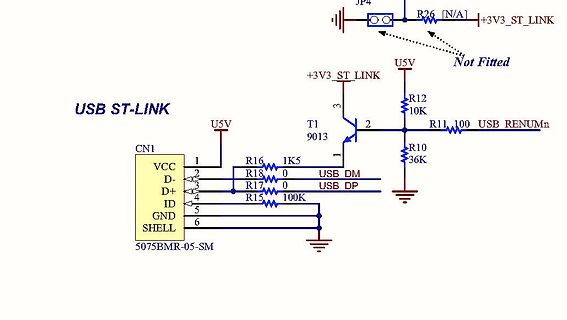 Schaltplan einer USB ST-LINK Schnittstelle