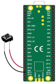 Raspberry Pi Pico mit angeschlossenem Taster