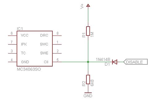Schaltplan eines MC34063SO Spannungswandlers