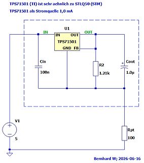 Schaltplan TPS71501 als Stromquelle