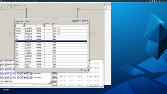 J-Link Debugger Target Device Settings Fenster