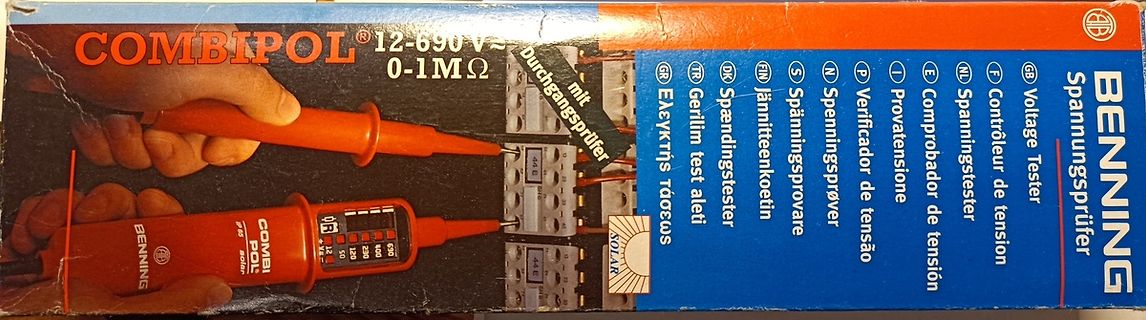 Verpackung eines Benning Combipol Spannungsprüfers