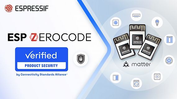 Werbegrafik für Espressif ZeroCode Produktsicherheit
