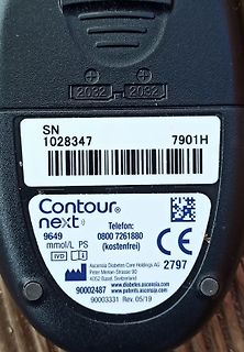 Rückseite eines Contour Next Blutzuckermessgeräts