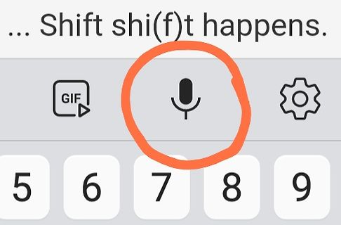 Screenshot einer Tastatur mit Text und Mikrofon-Symbol