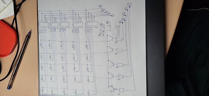 Handgezeichneter Schaltplan einer LED-Matrix