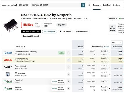 Preisvergleich für NXF6501DC-Q100Z auf OEMSecrets