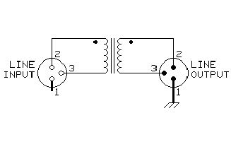 Schaltplan eines Transformators mit Line Input und Line Output