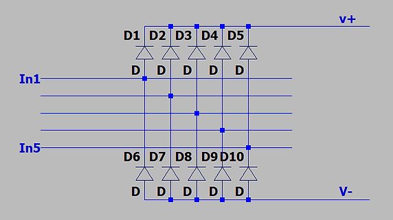 Schaltplan einer Diodenmatrix