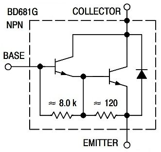 Schaltplan eines BD681G NPN Transistors