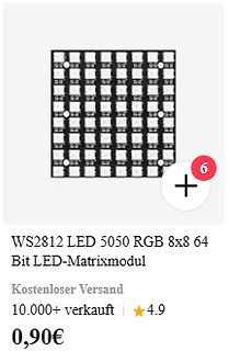 Produktangebot WS2812 LED Matrix Modul