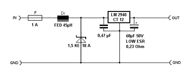 Von 12V Batterie auf saubere 12,0V stabilisieren 