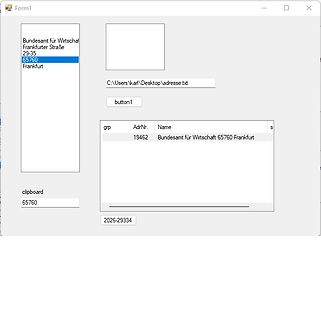 Screenshot einer Windows-Anwendung mit Adressdaten