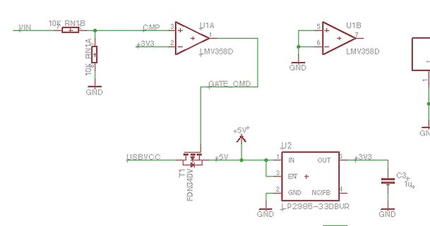 Schaltplan mit Operationsverstärker und MOSFET