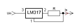 Schaltplan eines LM317 Spannungsreglers