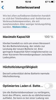 iPhone Batteriezustand Menü
