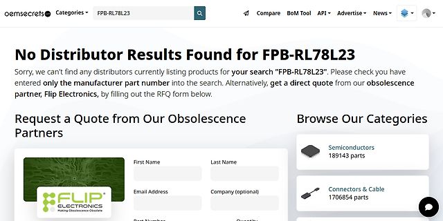 Website Suchergebnis für Bauteil FPB-RL78L23