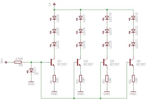 Schaltplan mit Transistoren und LEDs