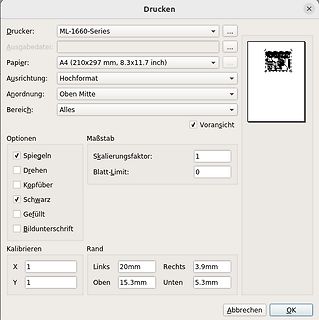 Druckdialogfenster einer Software