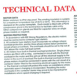 Ausschnitt eines technischen Datenblatts zu Motordaten