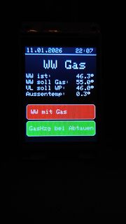 Display einer Heizungssteuerung mit Temperaturwerten