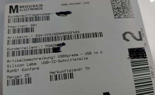 Mouser Electronics Versandetikett