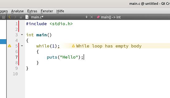 Screenshot eines C-Quellcodes in einem Editor