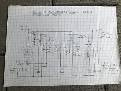 Handgezeichneter Schaltplan eines bürstengebundenen DC-Motorcontrollers