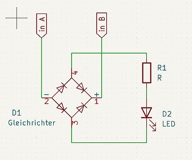 Schaltplan eines Gleichrichters mit LED