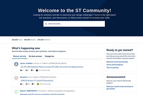 Screenshot der ST Community Website