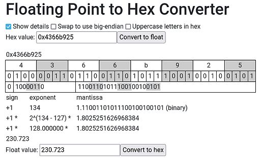 Online-Konverter von Floating Point zu Hexadezimal