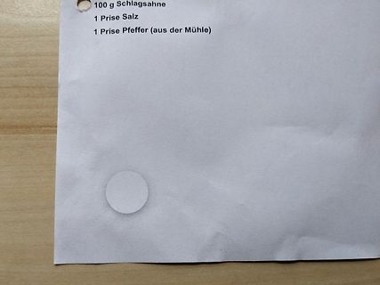 Zutatenliste auf Papier