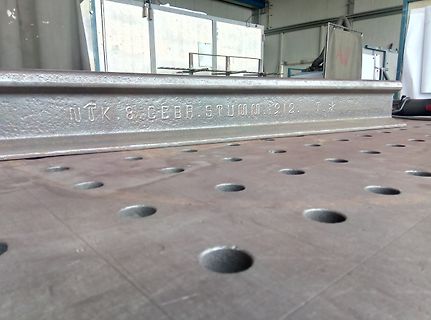 Metallprofil mit Prägung auf Werkstückplatte