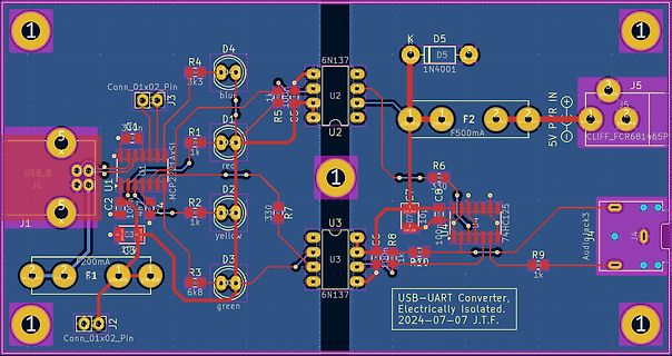 PCB-Layout eines USB-UART-Konverters