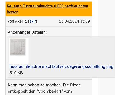 Screenshot eines Forenbeitrags mit Schaltplan-Anhang