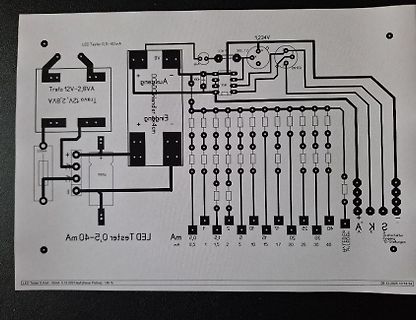 Ausgedruckter Schaltplan eines LED-Testers