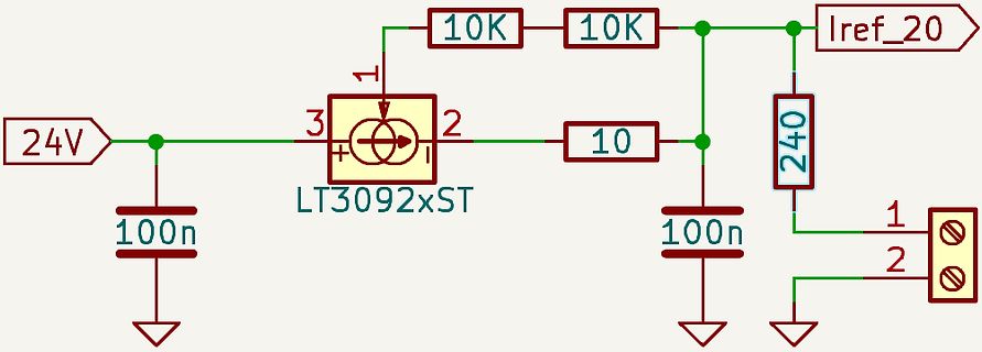 Schaltplan eines Stromquellen-Schaltkreises mit LT3092xST