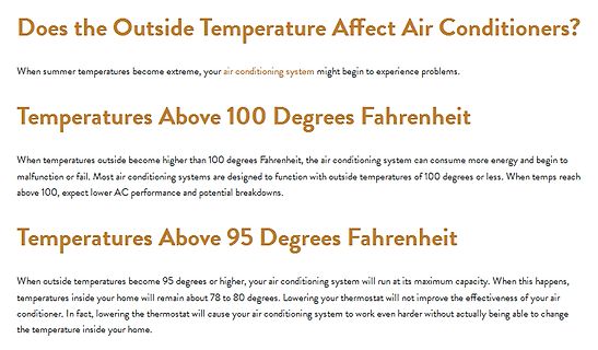 Informationstext über Außentemperaturen und Klimaanlagen
