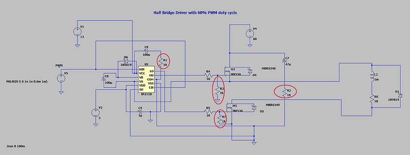 Schaltplan eines Half Bridge Drivers mit PWM