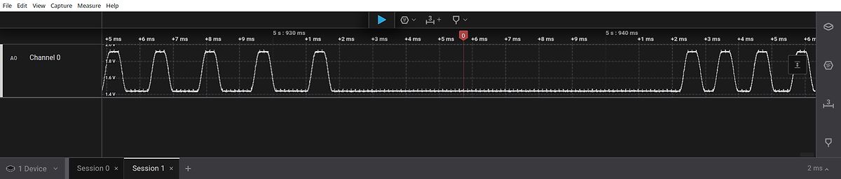 Oszilloskop-Messkurve eines digitalen Signals