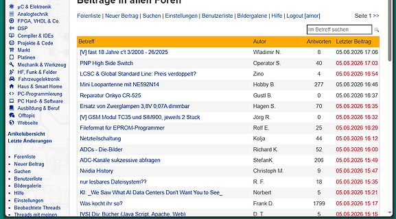 Screenshot eines deutschsprachigen Elektronik-Forums