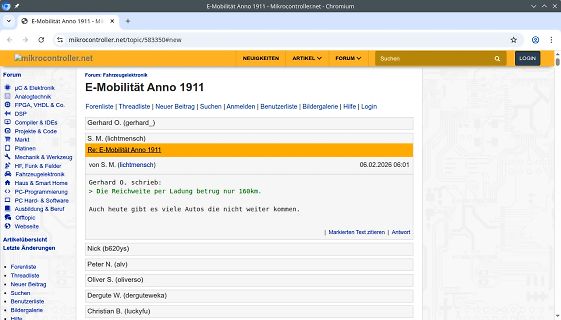 Screenshot eines Forenbeitrags auf mikrocontroller.net