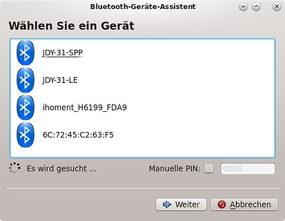 Bluetooth-Geräte-Assistent Auswahlfenster