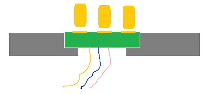 Schematische Darstellung eines Bauteils mit Anschlüssen