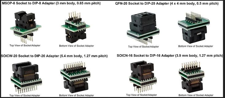 Verschiedene IC-Sockel-Adapter für verschiedene Gehäuseformen