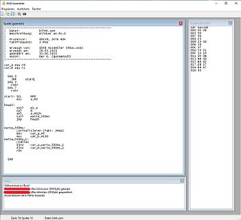 Screenshot eines 8048 Assembler Programms