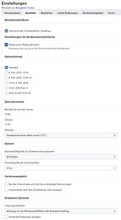 Einstellungen der Benutzeroberfläche in einem Wiki