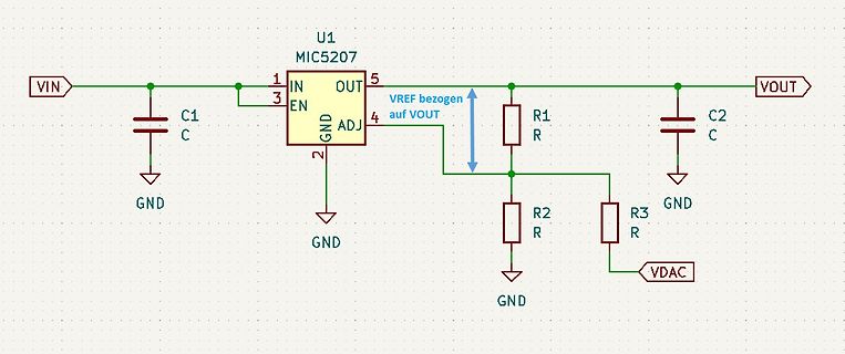 Schaltplan eines MIC5207 Spannungsreglers